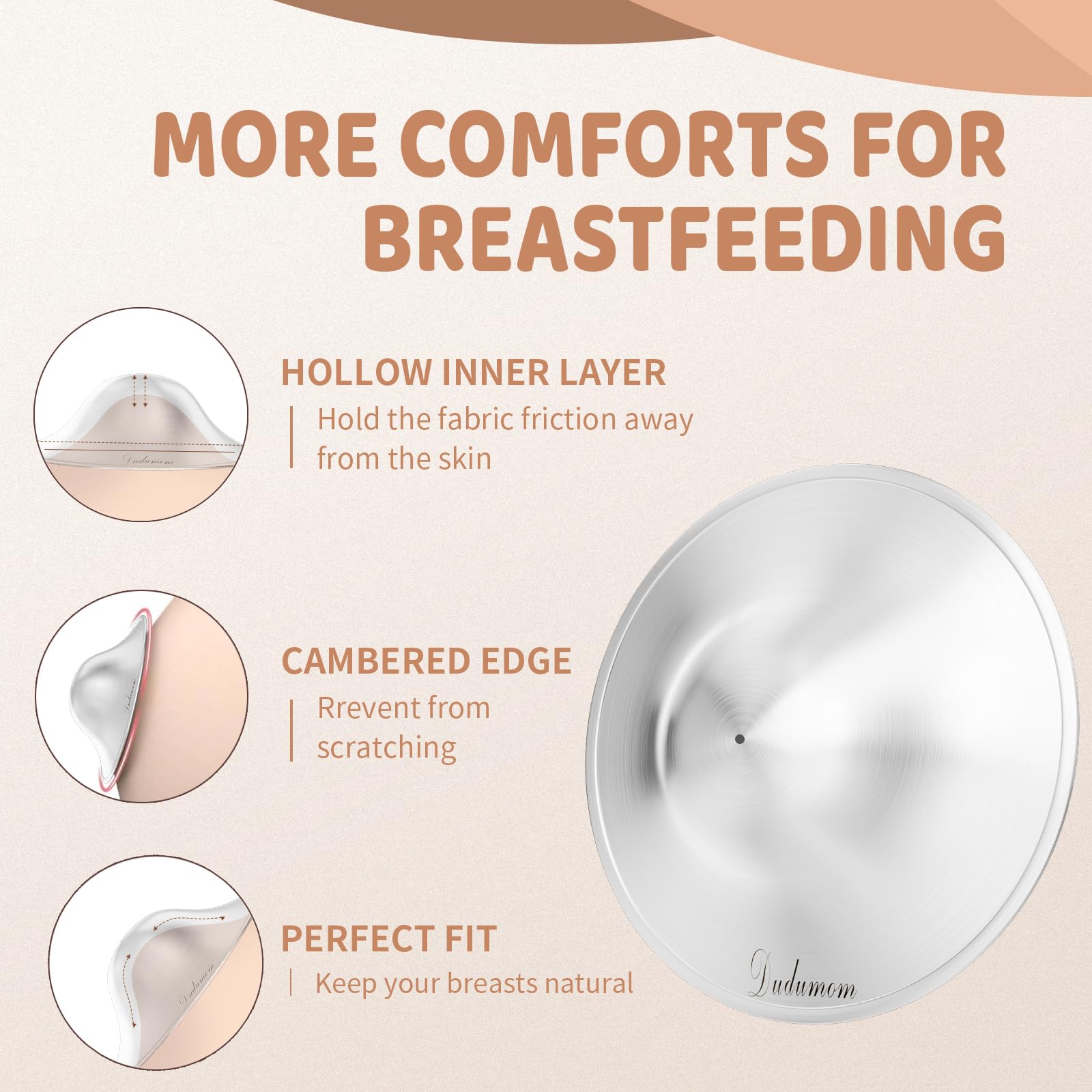 Silver Nursing Cups Nipple Shields for Breastfeeding Newborn - Original Metal Nipple Cover for Breastfeeding Essential - 999 Silver X-Large