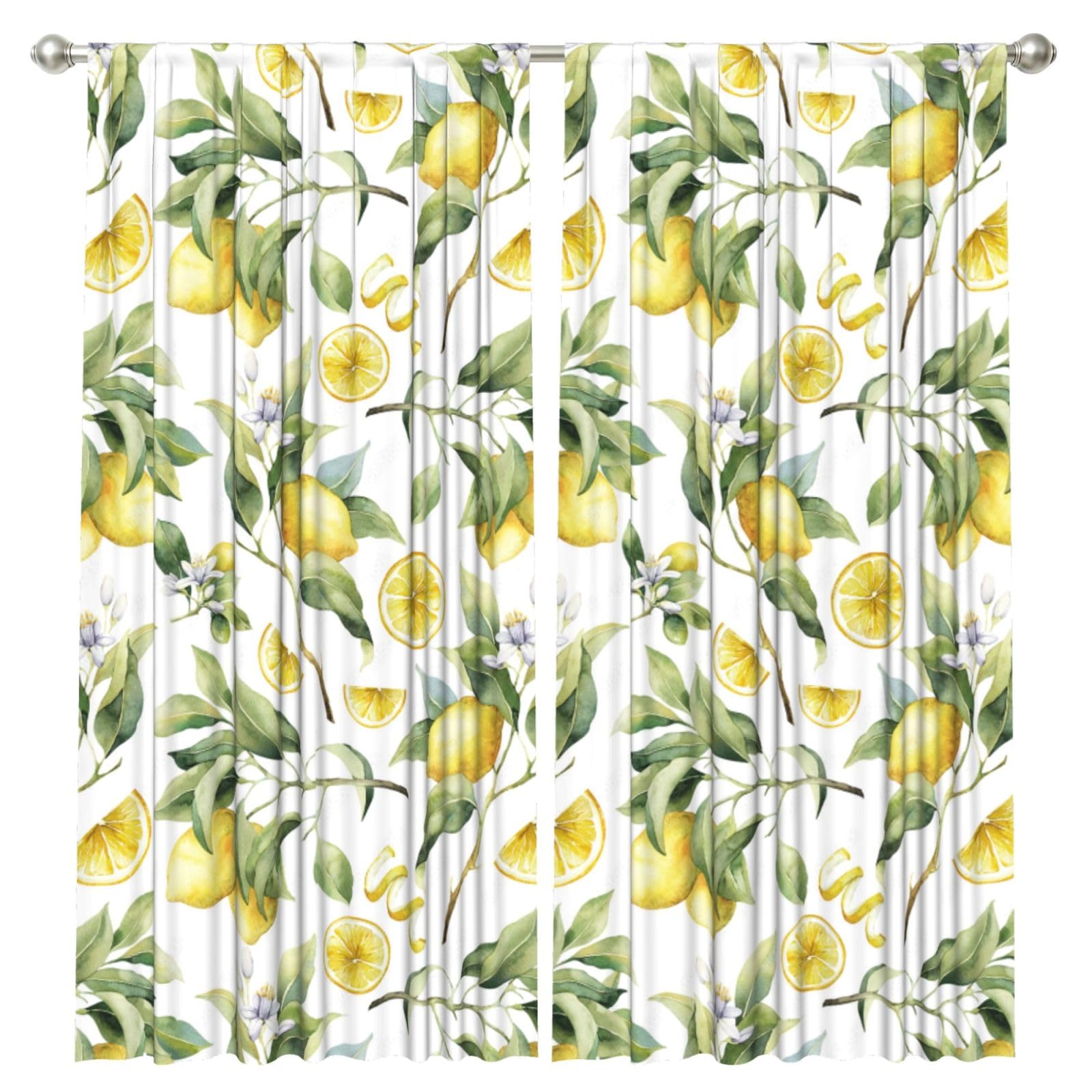 InOmak Lemon Lemon, 2 Panels Window Curtains 52 x 84 Inch Blackout Curtains for Living Room Bedroom