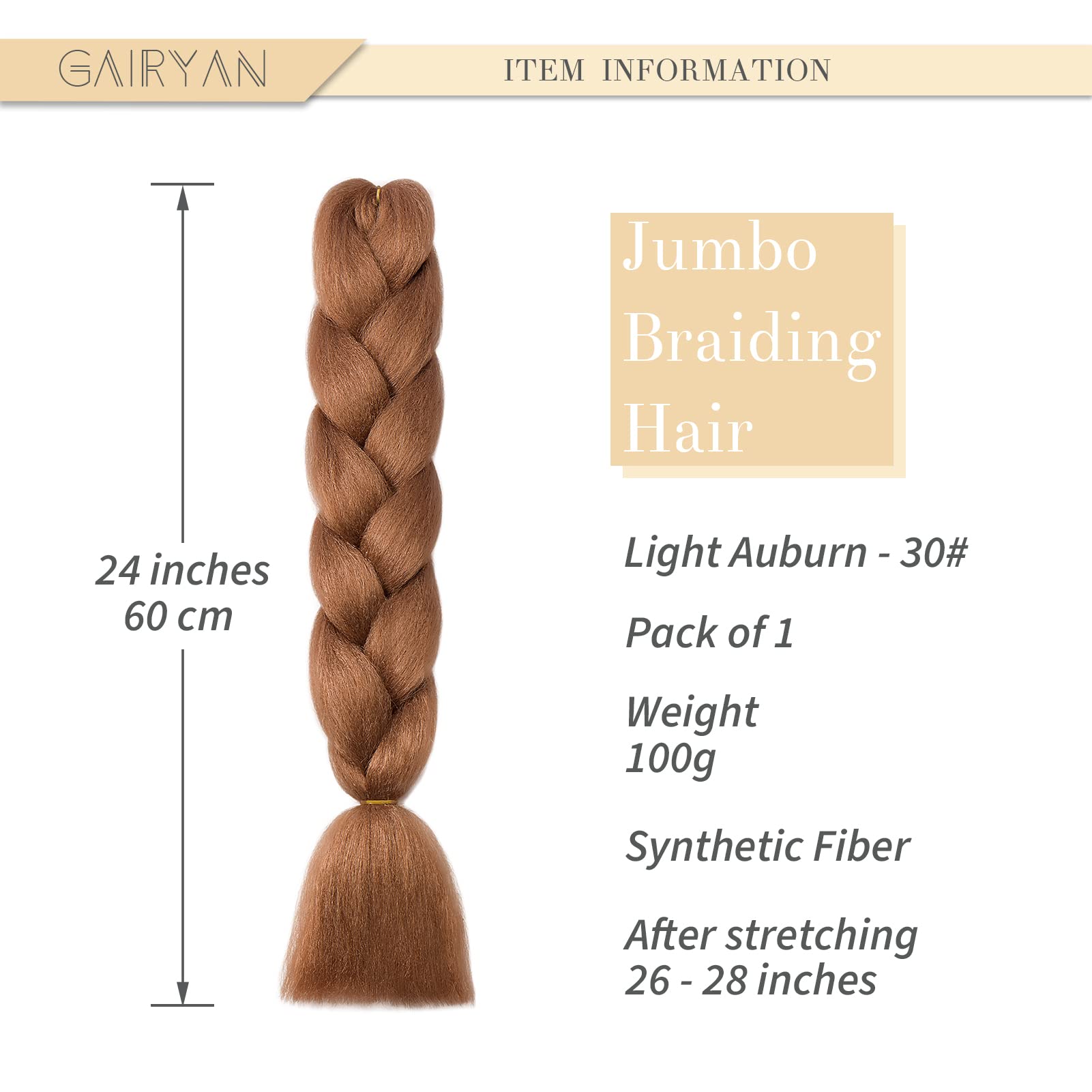24" Extensiones para Trenzas Africanas Extensiones de Pelo Trenzas Africanas 1 Paquete Pelo Sintetico Extensiones de Trenzado de Cabello Box Crochet Braiding Hair(Castaño Claro) — view 2
