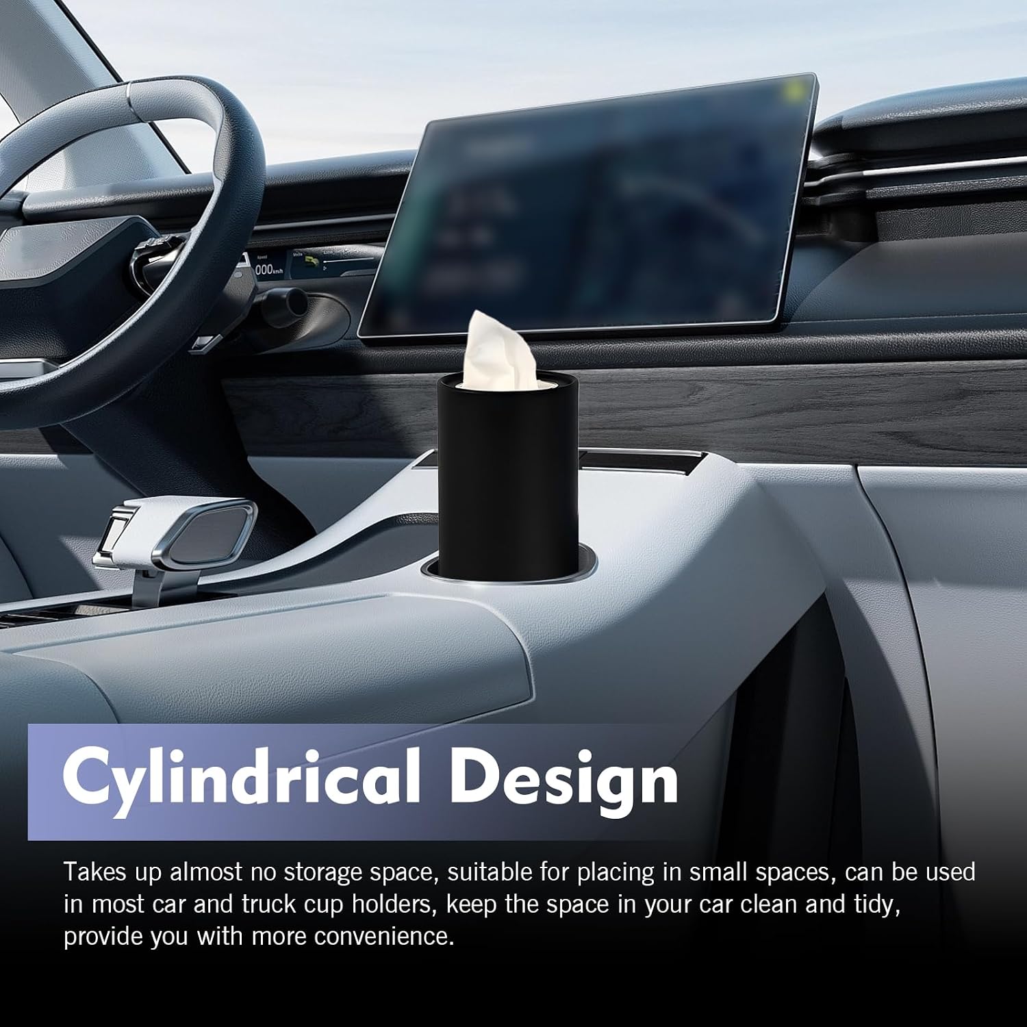 4 PCS Car Tissue Holder, Cylinder Car Cup Holder Facial Tissues Box, Refillable Portable Auto Interior Travel Tissues Container, Universal for Most Cars, SUVs, Trucks (Black) image 5