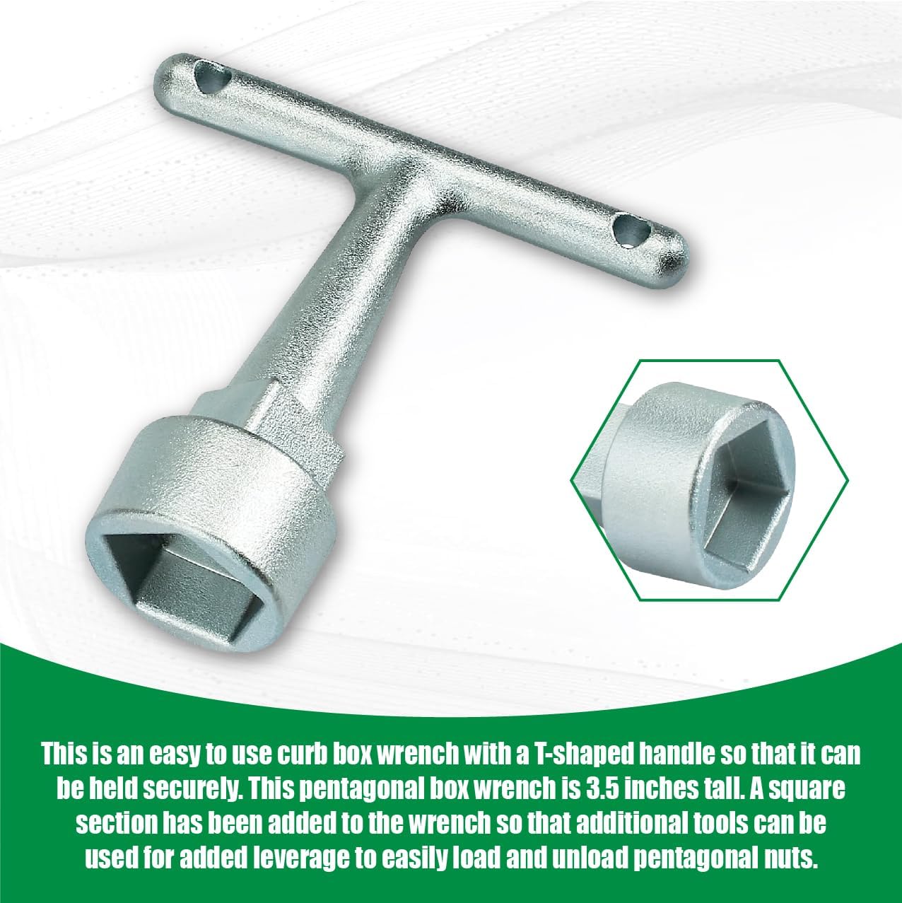 Folding Water Meter Key & Curb Stop Tool - Universal Pentagonal Wrench for Utility Box Covers and Water Meter Access