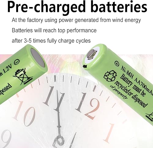 Miniatura 6 de Baterías AA recargables NiMH de 1.2 V 700 mAh, paquete de 12 baterías recargables dobles A para luces solares, tira de luces de camino, ratón,