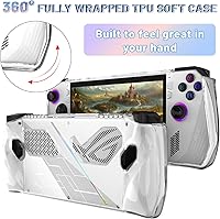 Vista 2 de Funda transparente de TPU para consola de mano ASUS ROG Ally, protección completa, funda de TPU suave, a prueba de golpes, incluye 2 protectores