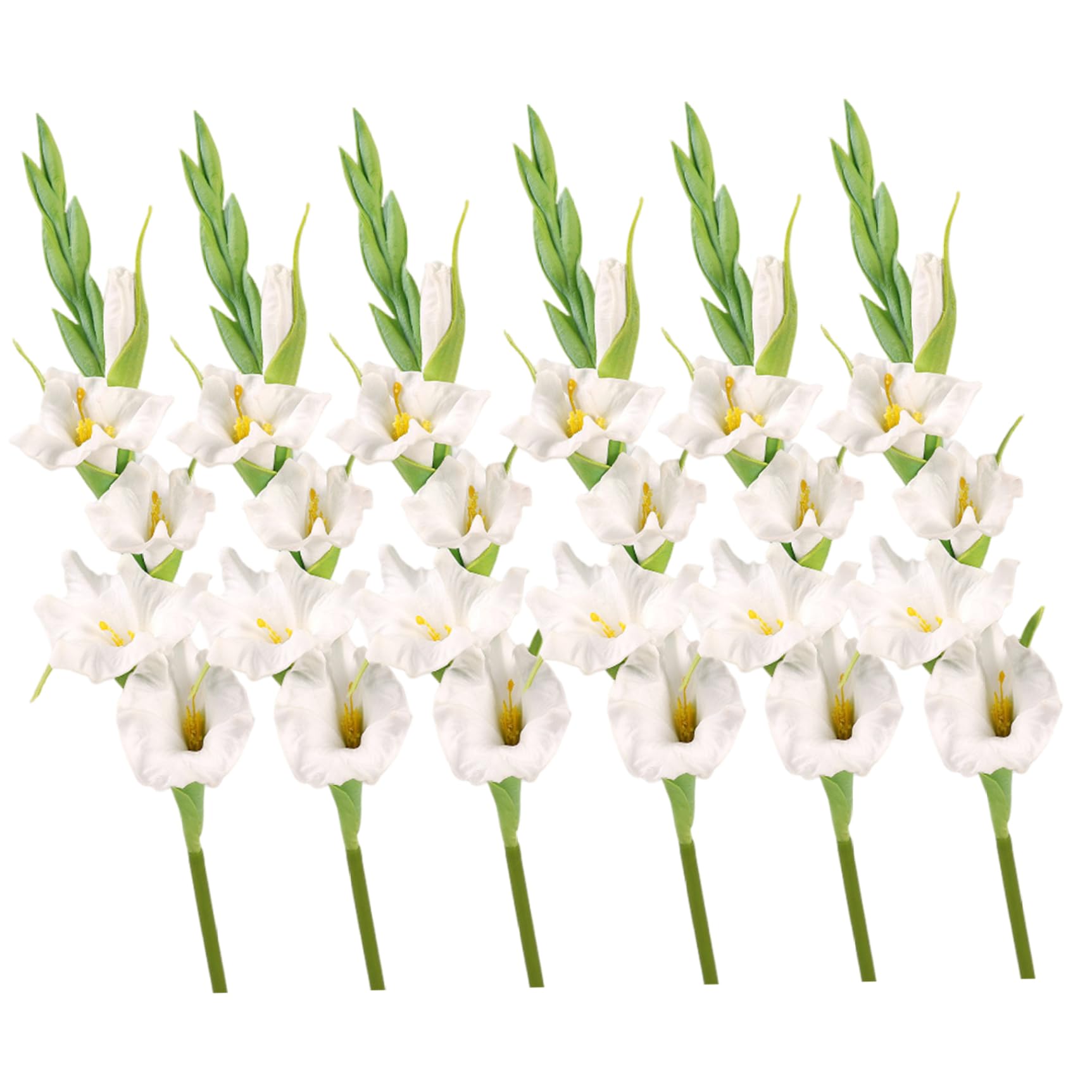 Perodlly 6Pcs Gladiolus Artificial Flowers, 22in Faux Gladiolus for Home Wedding Decor, Realistic Silk-Like Floral Arrangement Centerpieces, White..