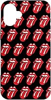 Vista 23 de Carcasa negra para iPhone 16 Rolling Stones Classic Tongue Logo Repeat