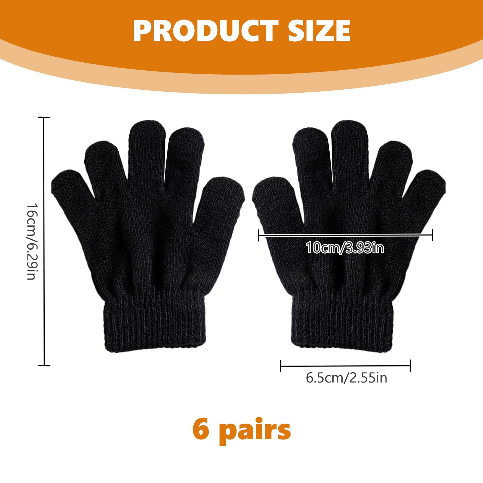 Guantes Elásticos Mágicos para Niños, Manoplas de Dedo Completo, Guantes de Punto Unisex, Cálidos de Invierno, Negro