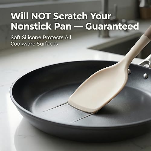 Miniatura 5 de Juego de utensilios de cocina de silicona, 6 piezas, antiadherentes, sin BPA, resistente al calor, 446 F, apto para lavavajillas, incluye espátula,