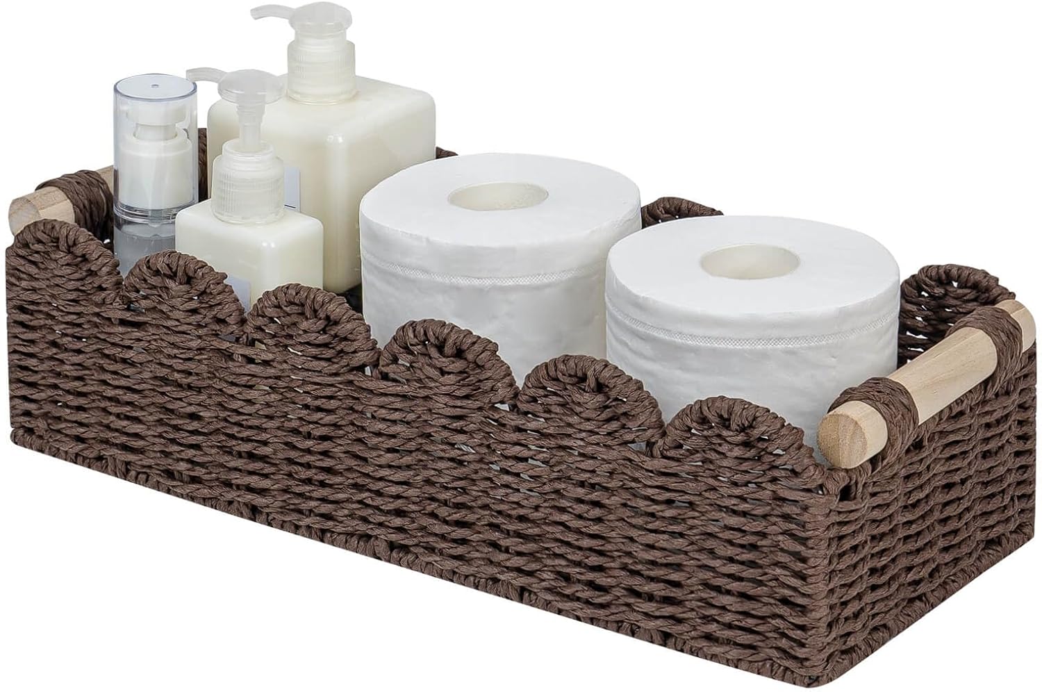 Amazon.com: CubesLand Paper Rope Scalloped Edge Shelves Storage Basket ...