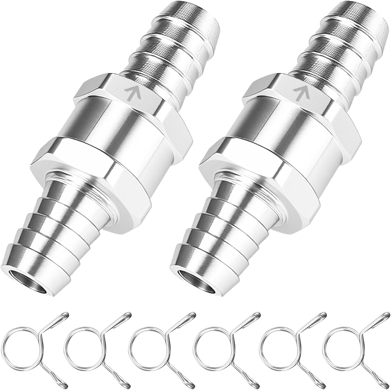 2PCS 12mm (1/2") Aluminum Non Return Valve, One Way Check Valve for Fuel/Oil/Gas/Petrol/Diesel, Anti-Backflow Valve for Automotive, Carburetor & Low Pressure Systems (12mm (1/2"))