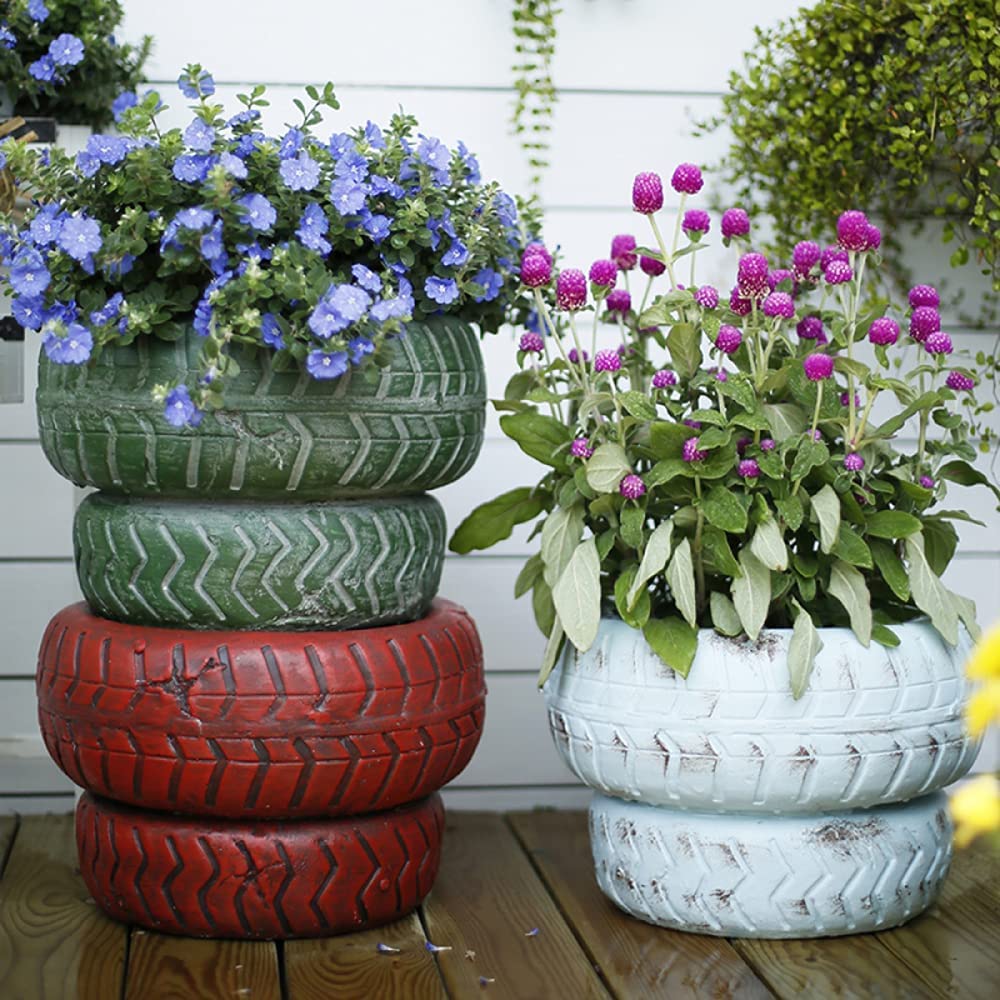 Amazon.com: LSHAOBO Tire Statues Planter Pot-Resin Creativity Figurines  with Drainage Hole Garden Decorative Flower Pots(Color:Green) : Patio, Lawn  & Garden