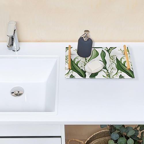 Miniatura 6 de Retro Lily of The Valley White Vanity Trays Coffee Table Tray Bathroom Counter Organizer for Bathroom Countertop
