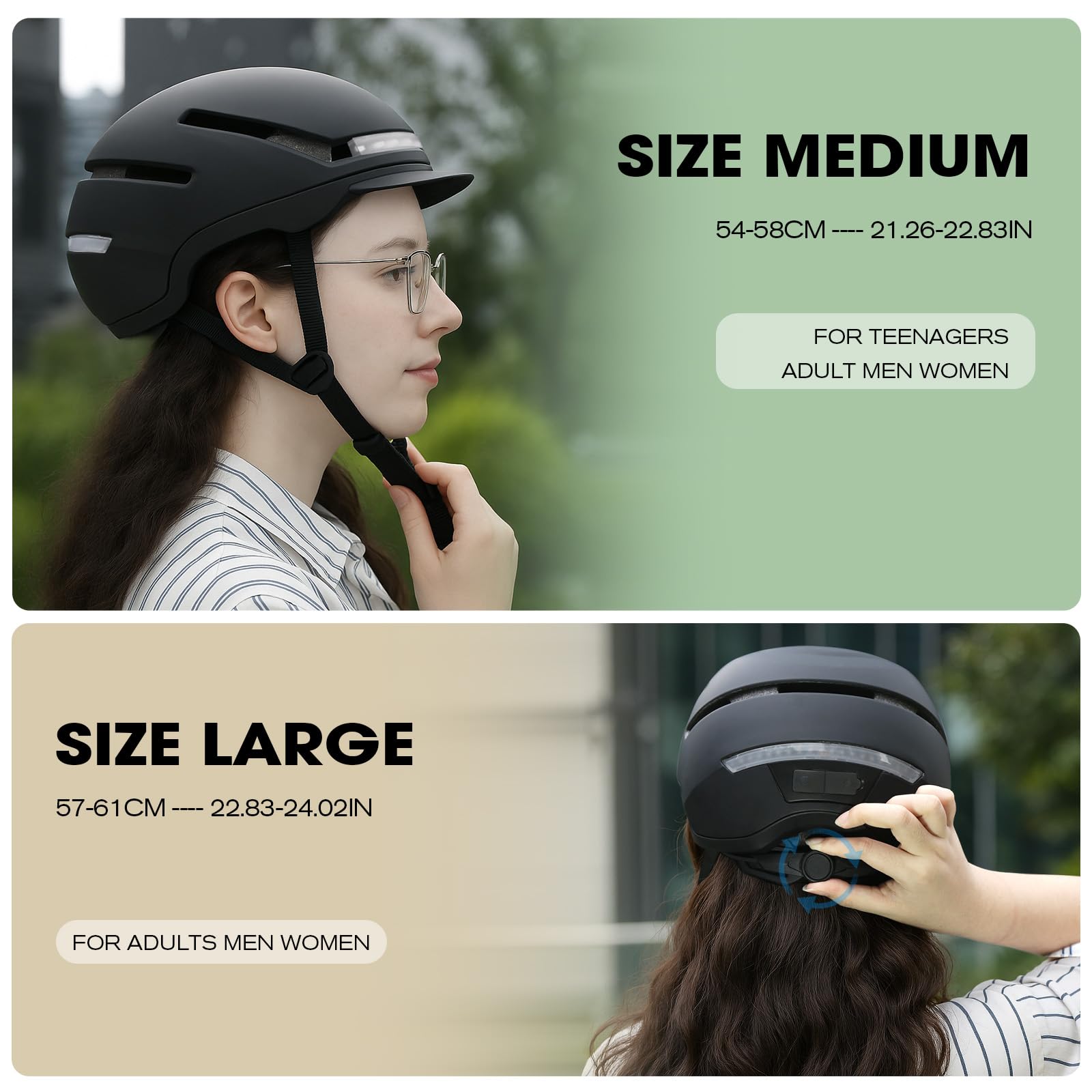 Shinmax Casque Velo Homme Femme avec Clignotants 4 Feux Arriere Feu Avant Chargement USB Adulte Bord Chapeau Amovible E-Bike S-Pedelec Scooter Electrique