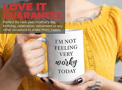 Miniatura 7 de Taza de café sarcasmo de 15 onzas, color blanco, I'M Not Feeling Very Worky Today  Adulto Humor Coworker Jokes Sarcástico Bestfriend Teammate Funny