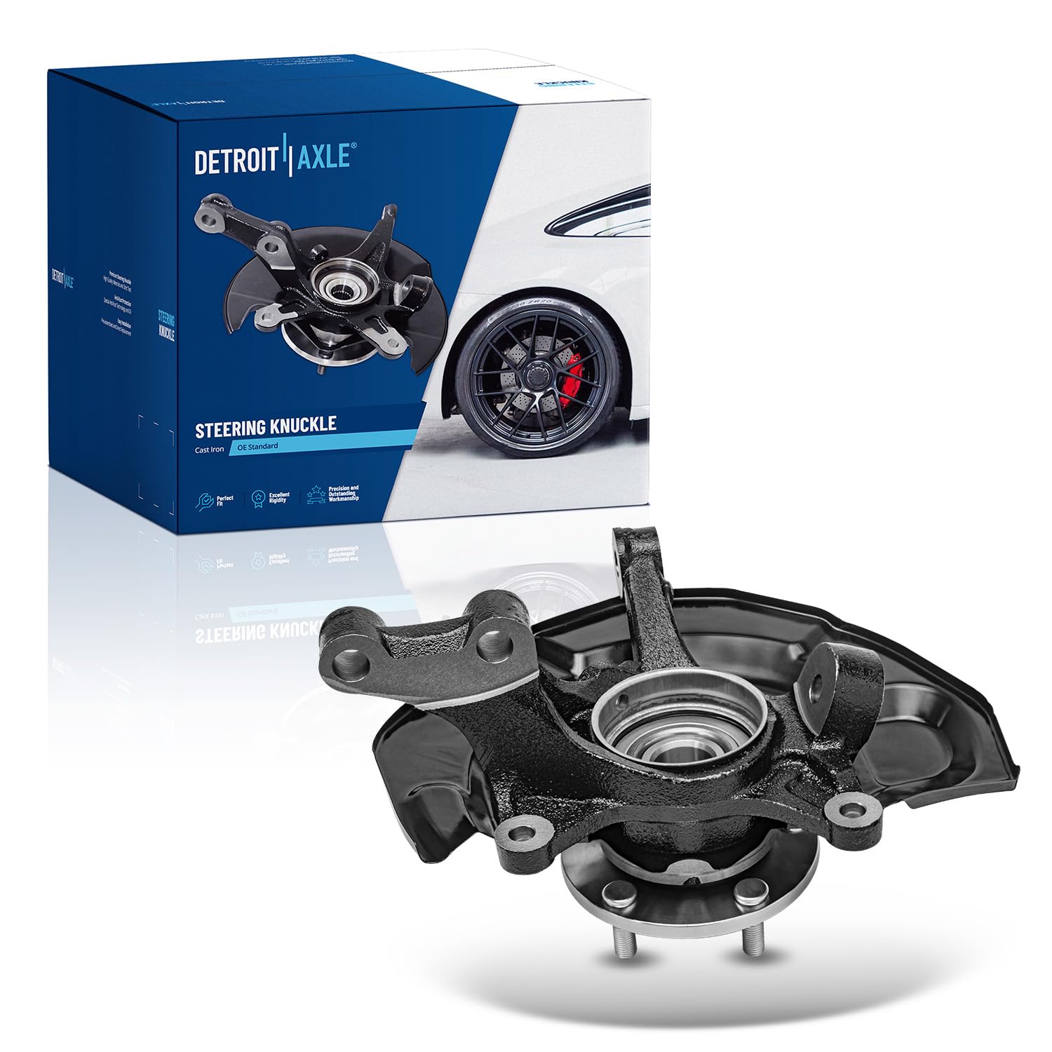 Detroit Axle - AWD Front Right Steering Knuckle for 04-10 Toyota Sienna, Passenger Side Steering Knuckle & Wheel Bearing Hub Assembly 2004 2005 2006