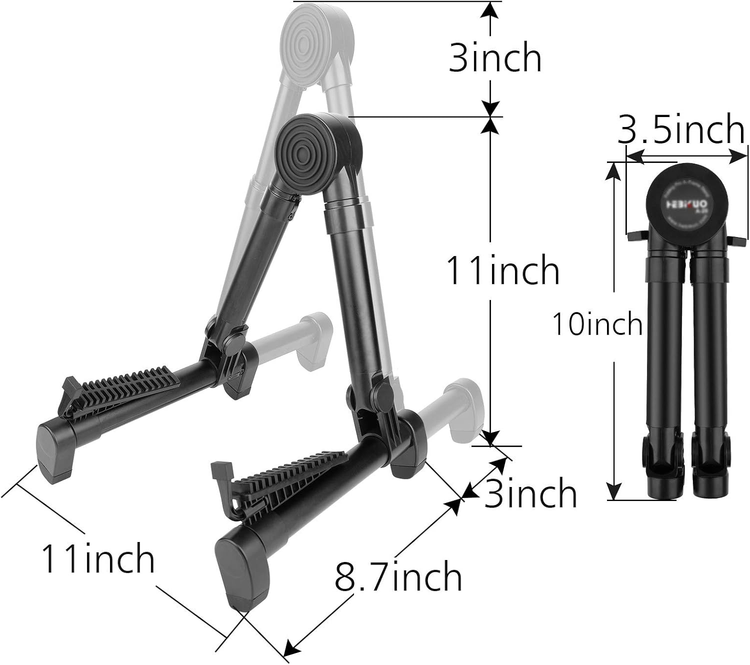 Eison Folding Guitar Stand - Lightweight Adjustable Floor Holder With 8 Picks, Portable A Frame Aluminium Music Stand for Acoustic Electric Guitars, Bass, Violin, Ukulele, Mandolin, Banjo