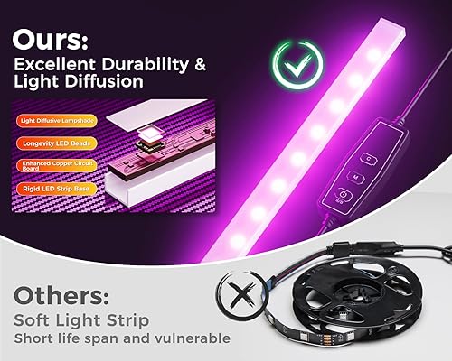 Miniatura 6 de AODK Escritorio en Forma de L para Gaming con Luz LED y Toma de Corriente, Mesa de Computadora Reversible en Forma de L de 43 Pulgadas con Estante,