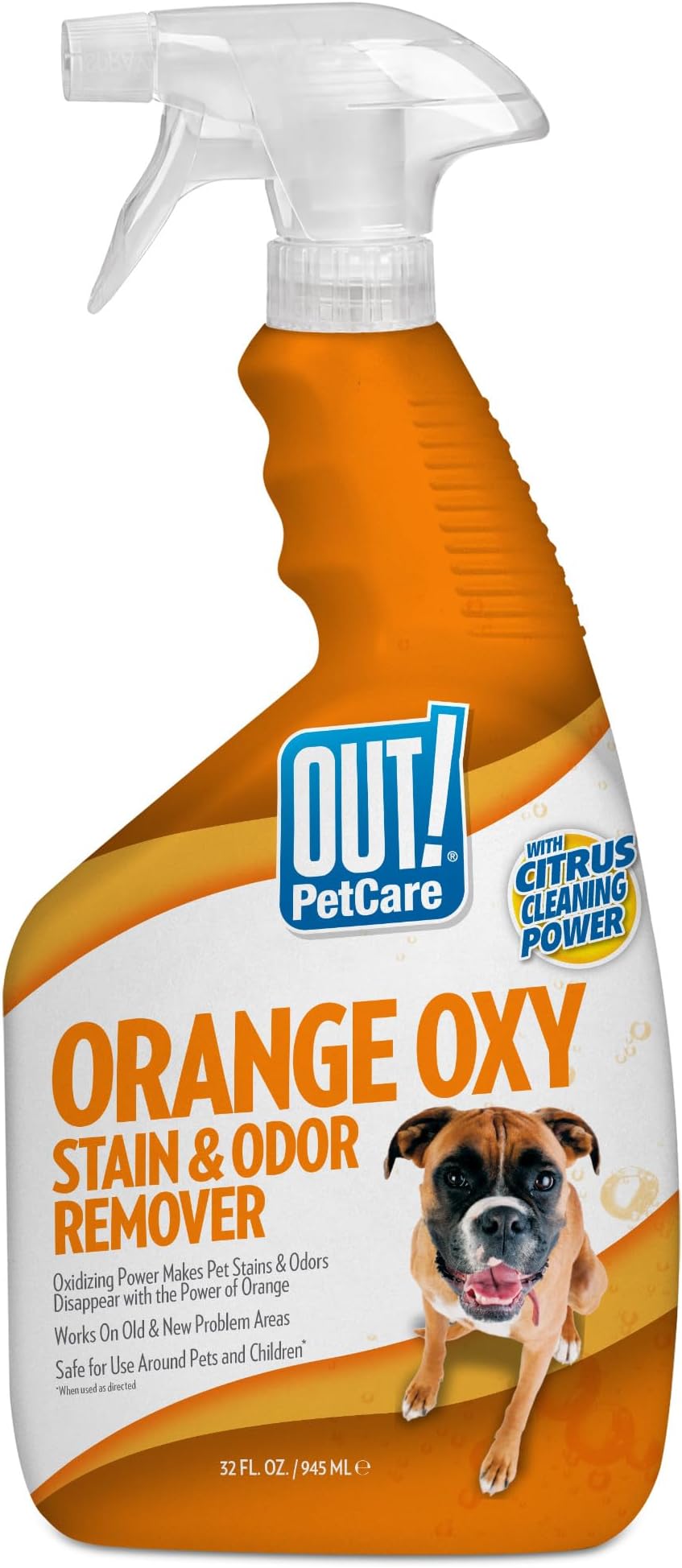 OUT! PetCare Complete Oxy Stain Remover, Oxy Orange Spray, Pet Stain and Odor Eliminator, Carpet Cleaner, Dog Urine Remover and Pet Odor Neutralizer, Upholstery Cleaner, 32 fl oz
