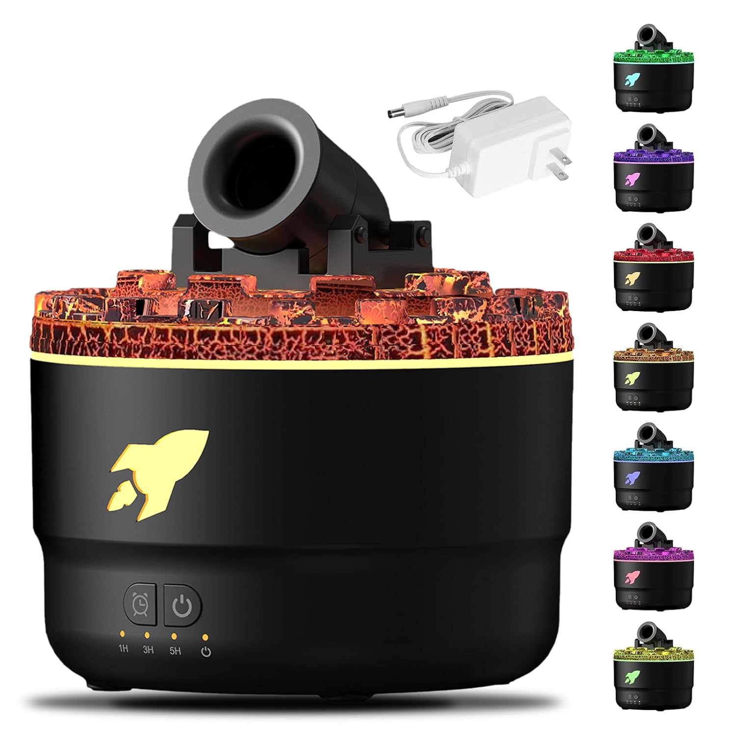 Cannon Blast Aroma Humidifier 7 Colors LED Vapor Cannon Humidifier Silent Diffuser 2 Mode Creative Turret Colorful Yellowcane