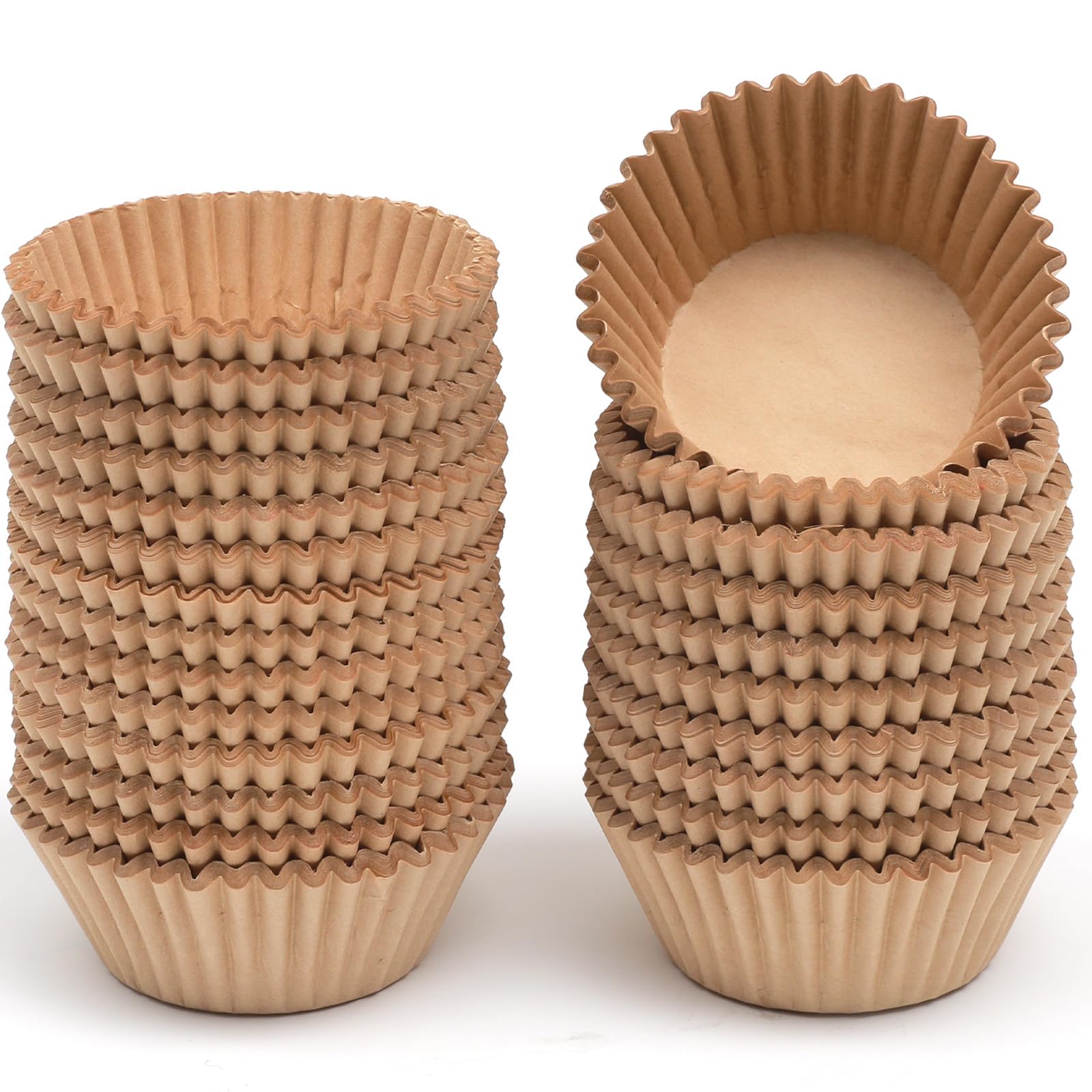 Gcardist Large Size Natural Cupcake Liners 150-Count Muffin Liners Food Grade Jumbo Brown Baking Cups Paper No Smells (Large Size) — image 1