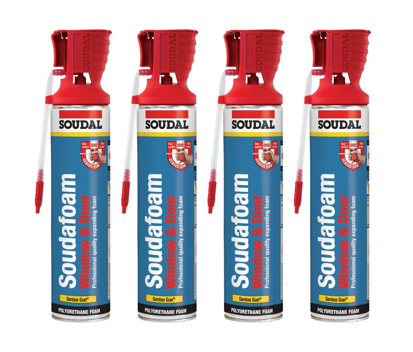 4 x Soudal Soudafoam Window & Door Genius Gun - 600ml
