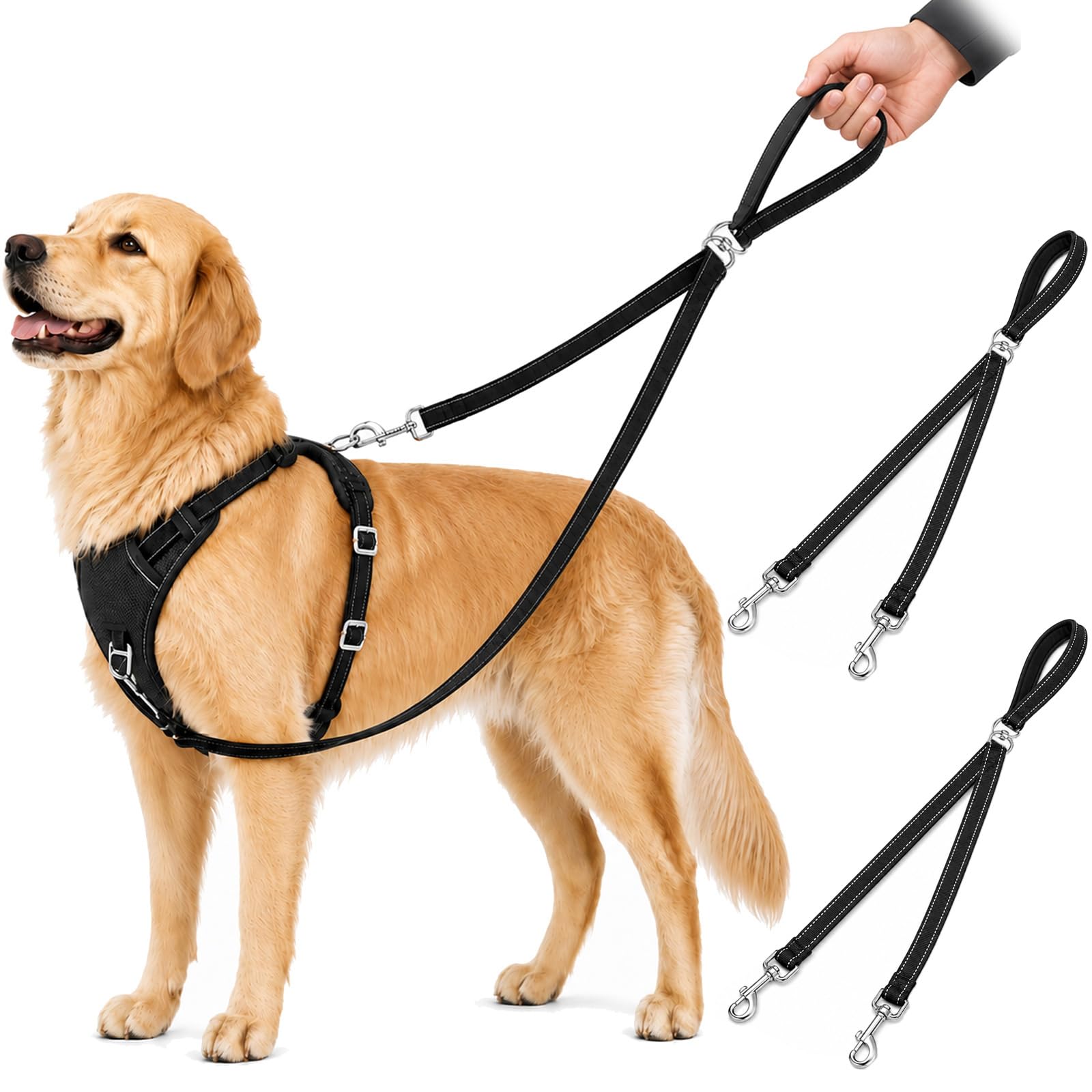 2 PCS Double Ended Lead for Dogs No Pull Two Point Control Training Leash