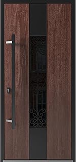 VDOMDOORS Front Exterior Prehung Steel Door/Ronex 1205 Bronze Oak/Entry Metal Modern Painted W36 x H80 Right Hand Inswing
