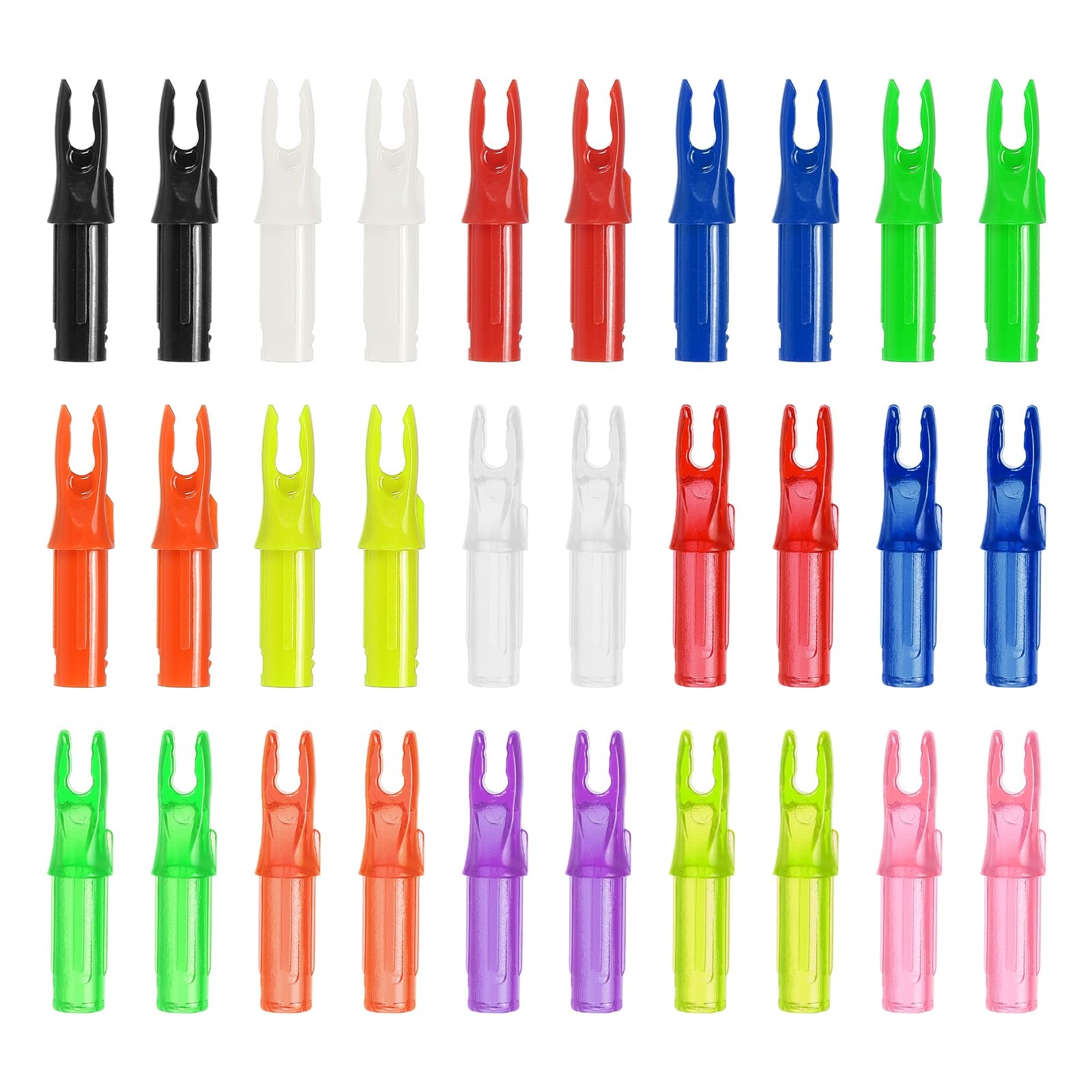 PATIKIL Archery Arrows Nocks 6.2mm, 30 Pack Plastic Insert Arrow Nock Replacement Arrow Tails for Hunting Shooting Compound Recurve Bow, Multicolor