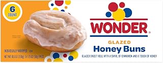Wonder Glazed Honey Buns, Soft Individually Wrapped Pastry Snacks, 6 Count - Sweet Breakfast Treats