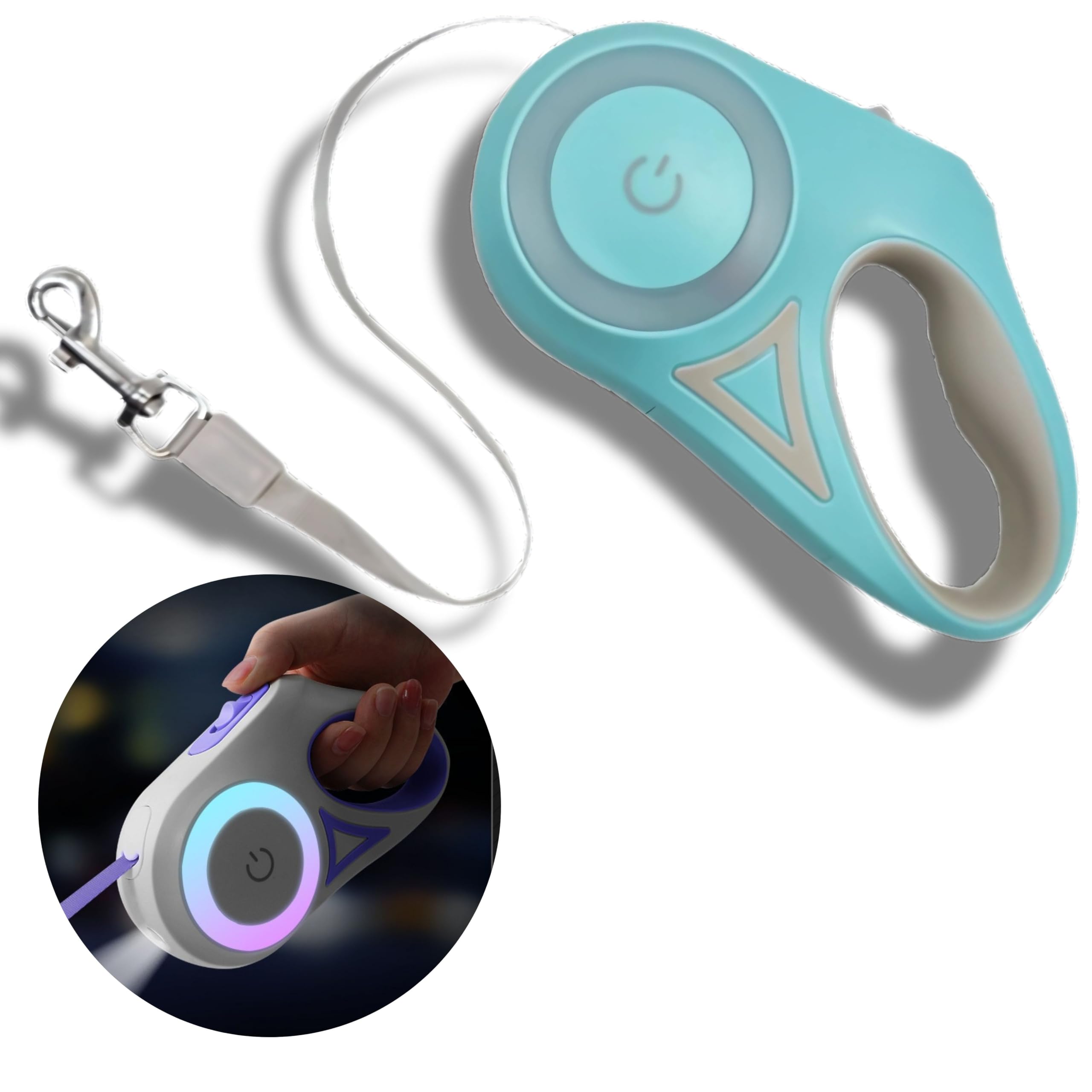 Correa retractil para Mascotas, Correa con Linterna, Luces LED, D...