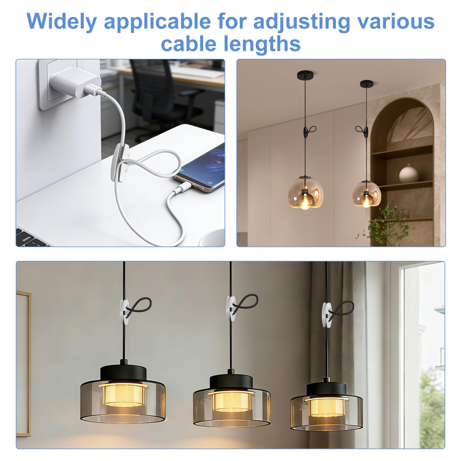 4SZT. Skracacze kabli do lamp wiszących Skracacze kabli do lamp wiszących 5–8mm Skracacz kabli oświetleniowych Regulacja długości przewodu do żyrandoli Regulacja długości kabla żyrandola Bez cięcia