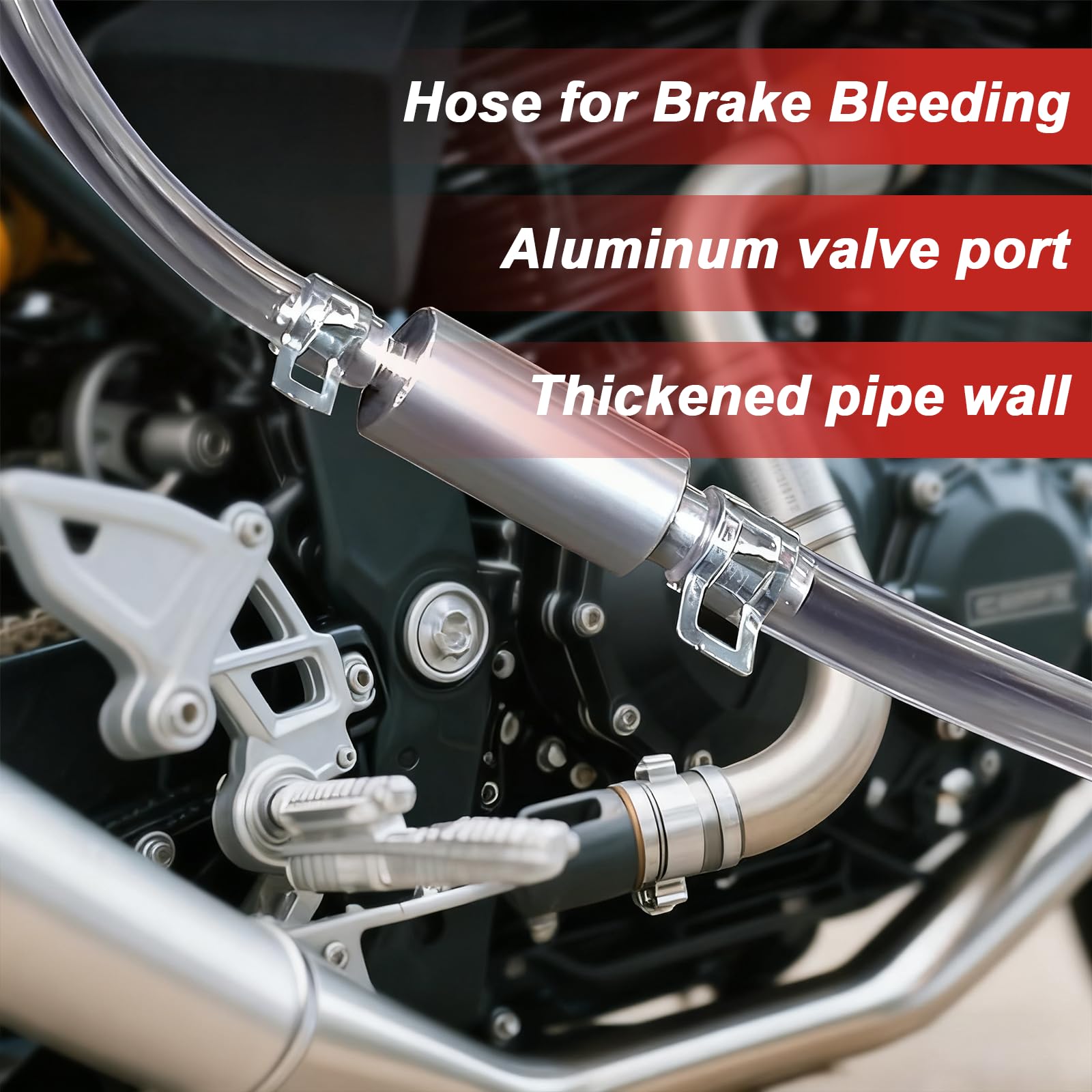 Kit Spurgo Freni Moto, Spurgo Freni Auto con Valvola di Non Ritorno, Attrezzo Sanguinamento Idraulico Liquido per Impianto Frenante Motocicletta/Auto, Kit per Sanguinamento Freni ad Uso
