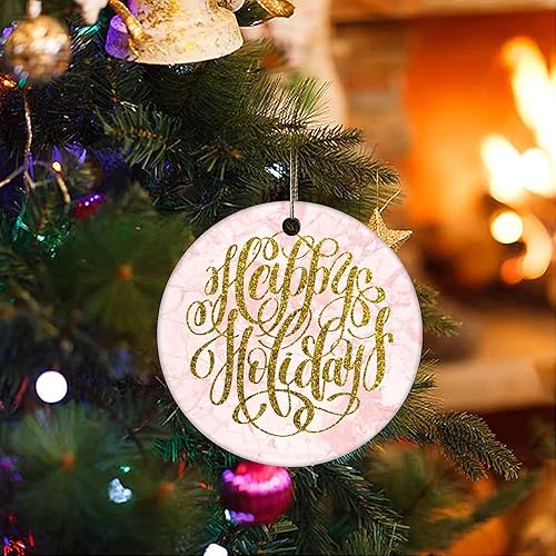 Miniatura 3 de Two-Side Printed Happy Holiday Ceramic Christmas Ornament Novelty for Family Friends Kids Marble Printed Christmas Keepsake Pendants