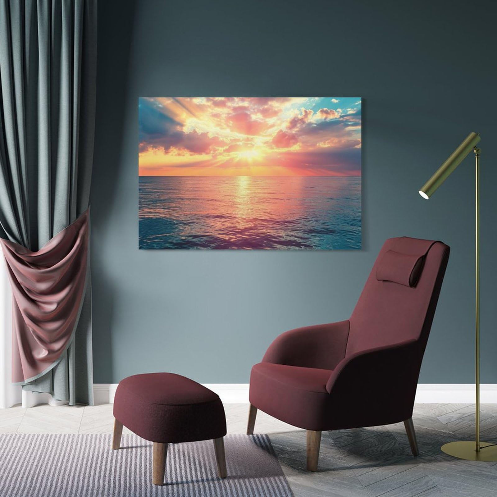 Amazon.co.jp: 絵画 海に沈む夕日インテリア 絵画 美しい海の景色 魅力 