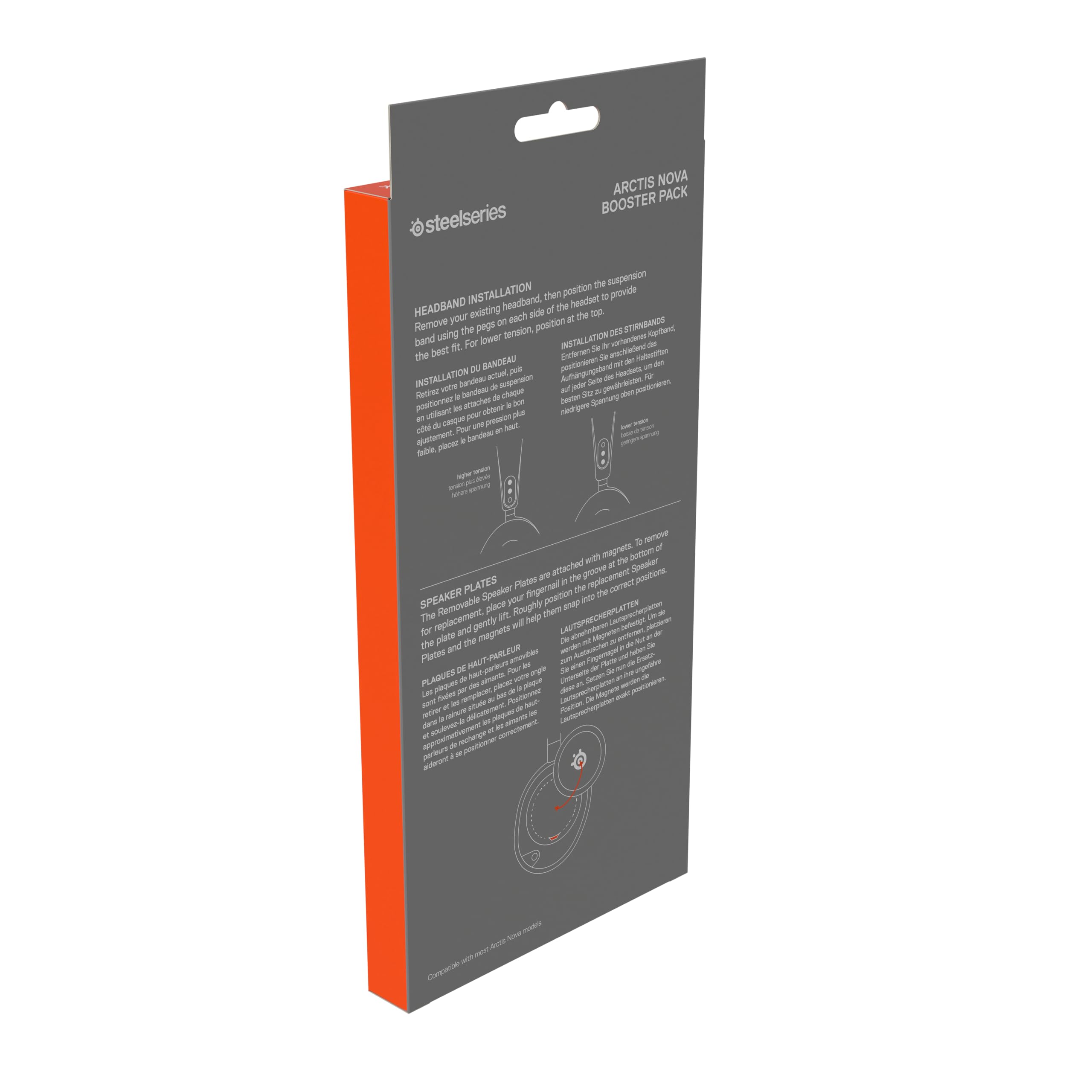 Steelseries Arctis Nova Booster Pack Cherry Red - Akcesoria do Słuchawek - Dwukolorowa Nylonowa Opaska - Personalizacja za pomocą Unikalnych Metalicznych Nakładek na Słuchawki - Edycja Limitowana