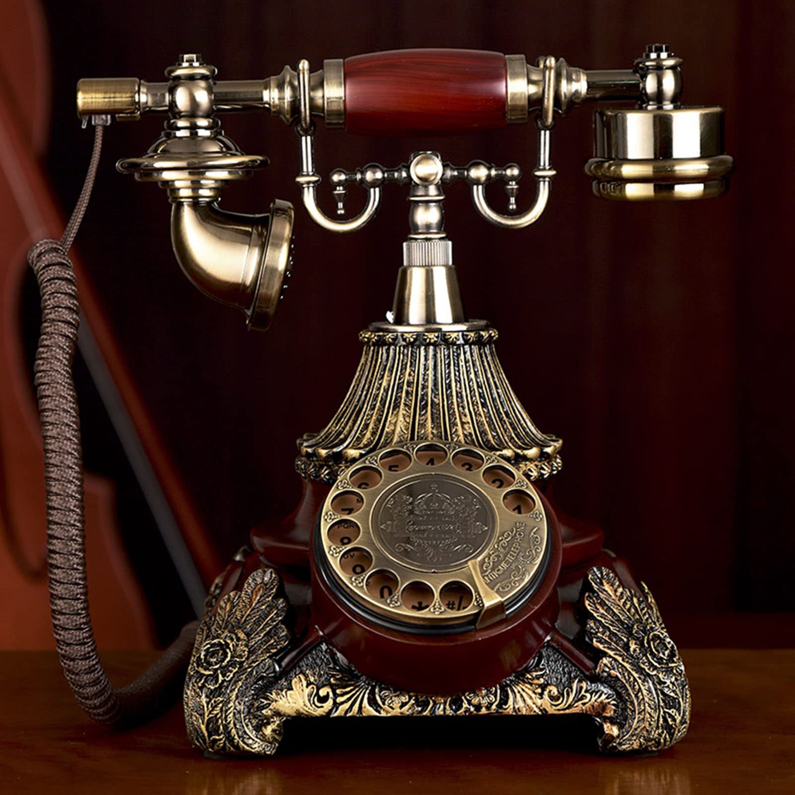 Telefono con Filo Manopola rotativa Telefono retrò Casa Vintage Telefono Fisso Antico di casa Ufficio Vivavoce (suoneria Singola)