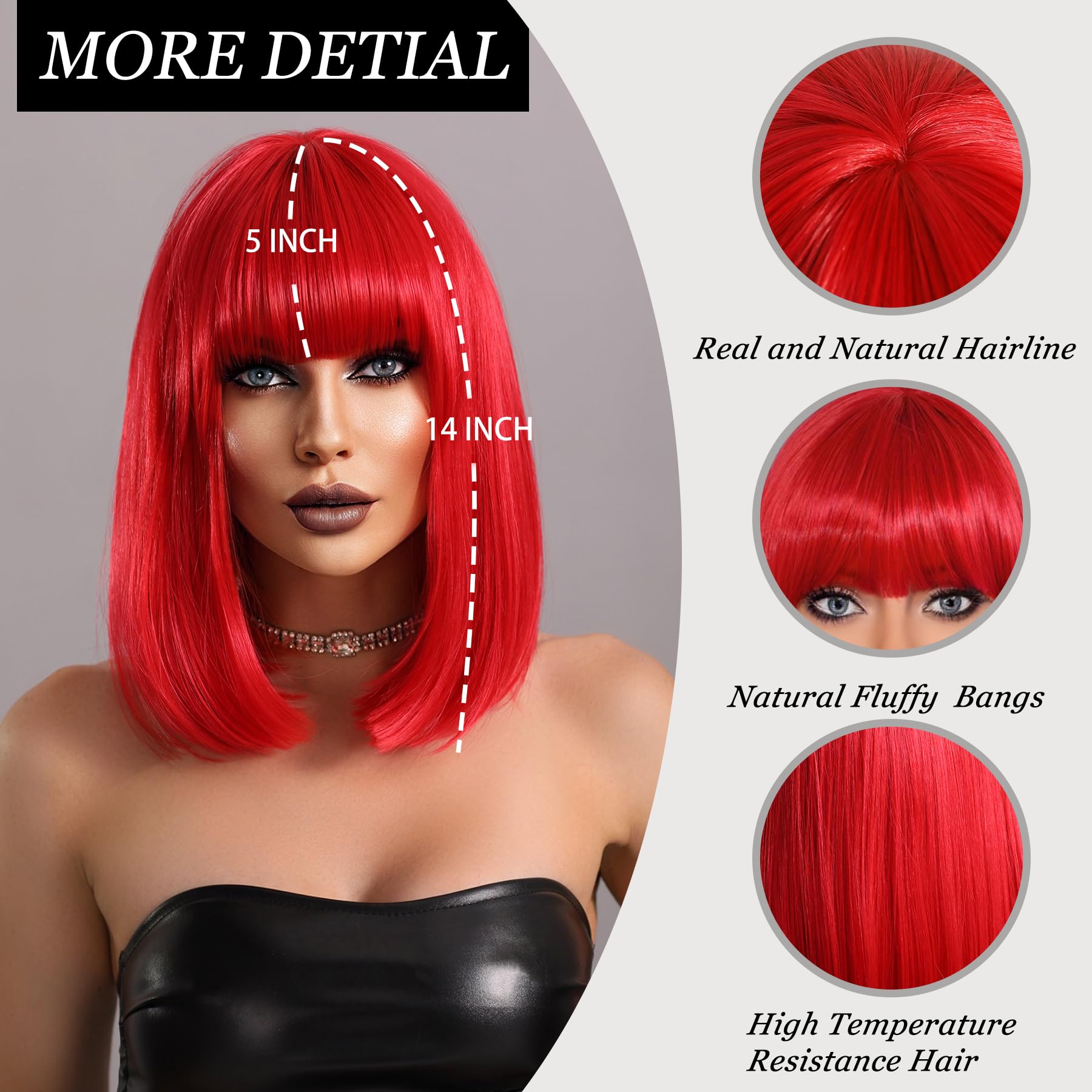 Amazon.com : PARK YUN Short Red Bob Wigs for Women Glueless  display picture 2