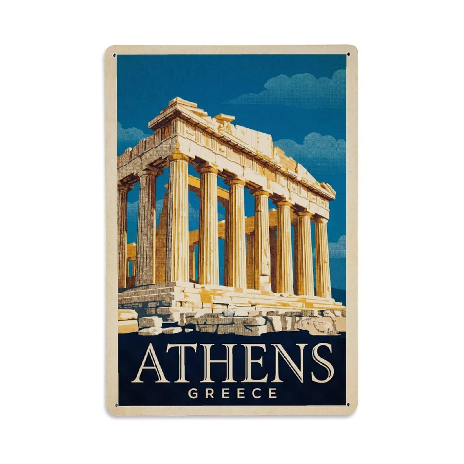Vintage Travel Greece Athens Metal Tin Sign