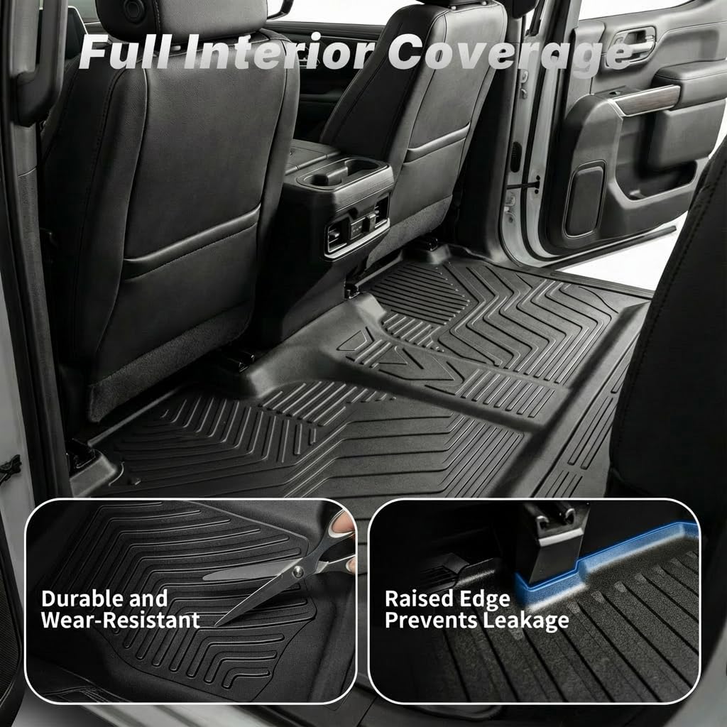 OEDRO Upgraded Floor Mats for 2019-2026 Chevy Silverado GMC Sierra 1500 Crew Cab 2020-2026 Silverado Sierra 2500HD 3500HD — view 4