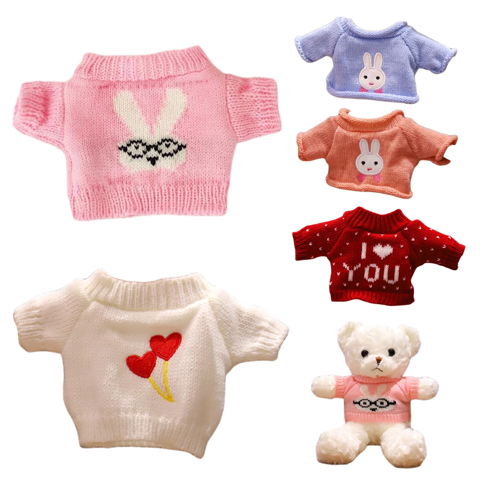 5 Piezas de Ropa de Oso de Peluche, suéter de Oso, Ropa de Peluche Apta para Osos de de 8 a 12 Pulgadas, Lindo Animal de para Juguete de Vestir DIY