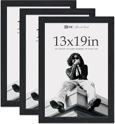 Miniatura 38 de VCK Juego de 3 portarretratos de 8 x 10 pulgadas, color roble beige, marco de fotos de madera maciza natural, exhibición de mesa o colgar en la pared