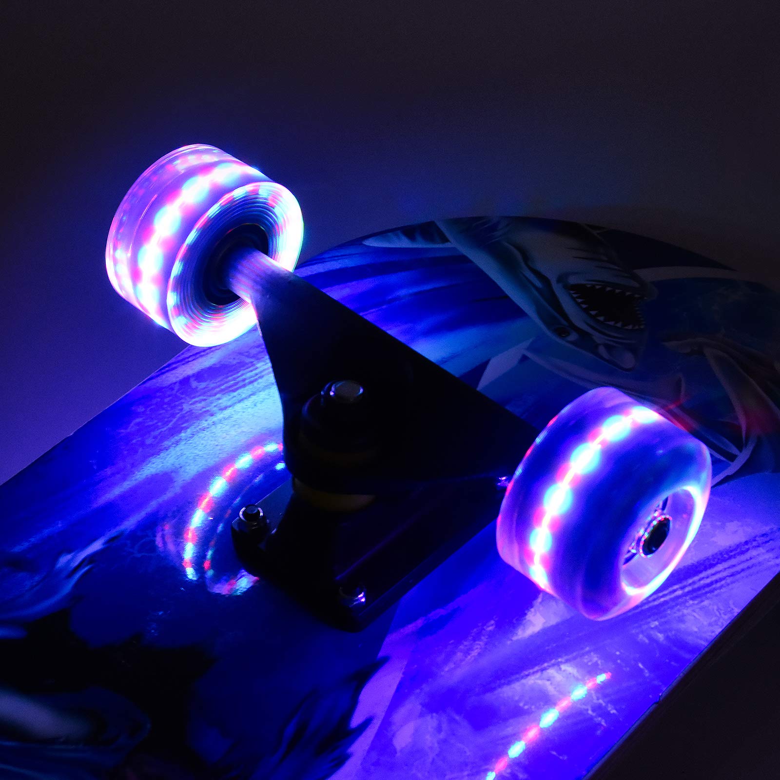 Skateboards für Anfänger, 78,7 x 20,3 cm, komplettes Skateboard für Kinder, Teenager, Erwachsene, 8-lagiges Ahorn-Doppel-Kick-Deck mit konkavem Cruiser-Trick-Skateboard mit Multifunktionsskate