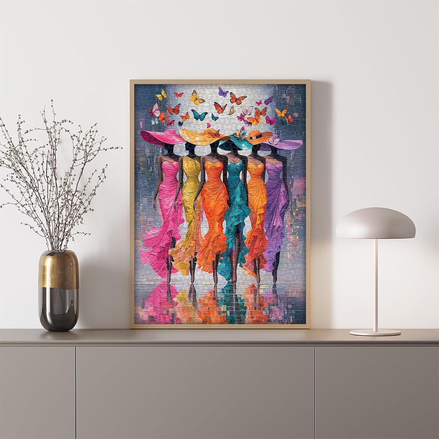 Impossible Puzzle for Adults 1000 Pieces,Black Woman Butterfly Puzzles, Elegant Lady Aesthetic Art Challenge Jigsaw Puzzle