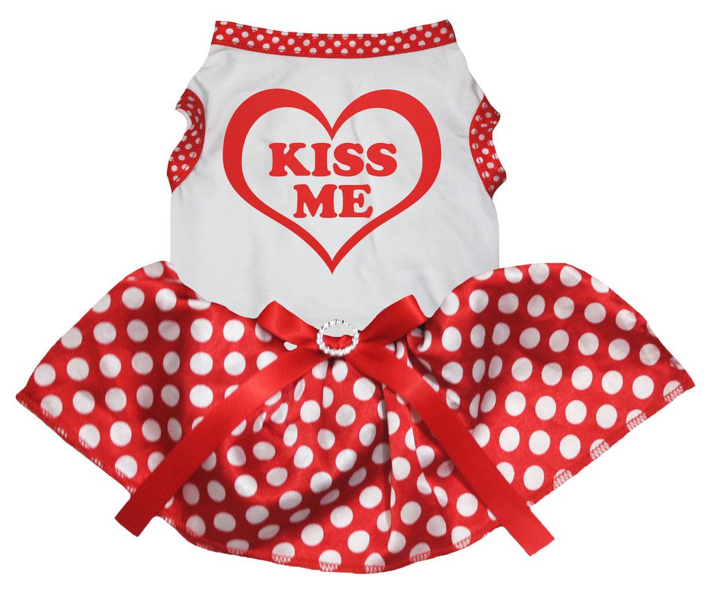 Robe pour chien Chiot Kiss Me avec tutu blanc à pois élégant