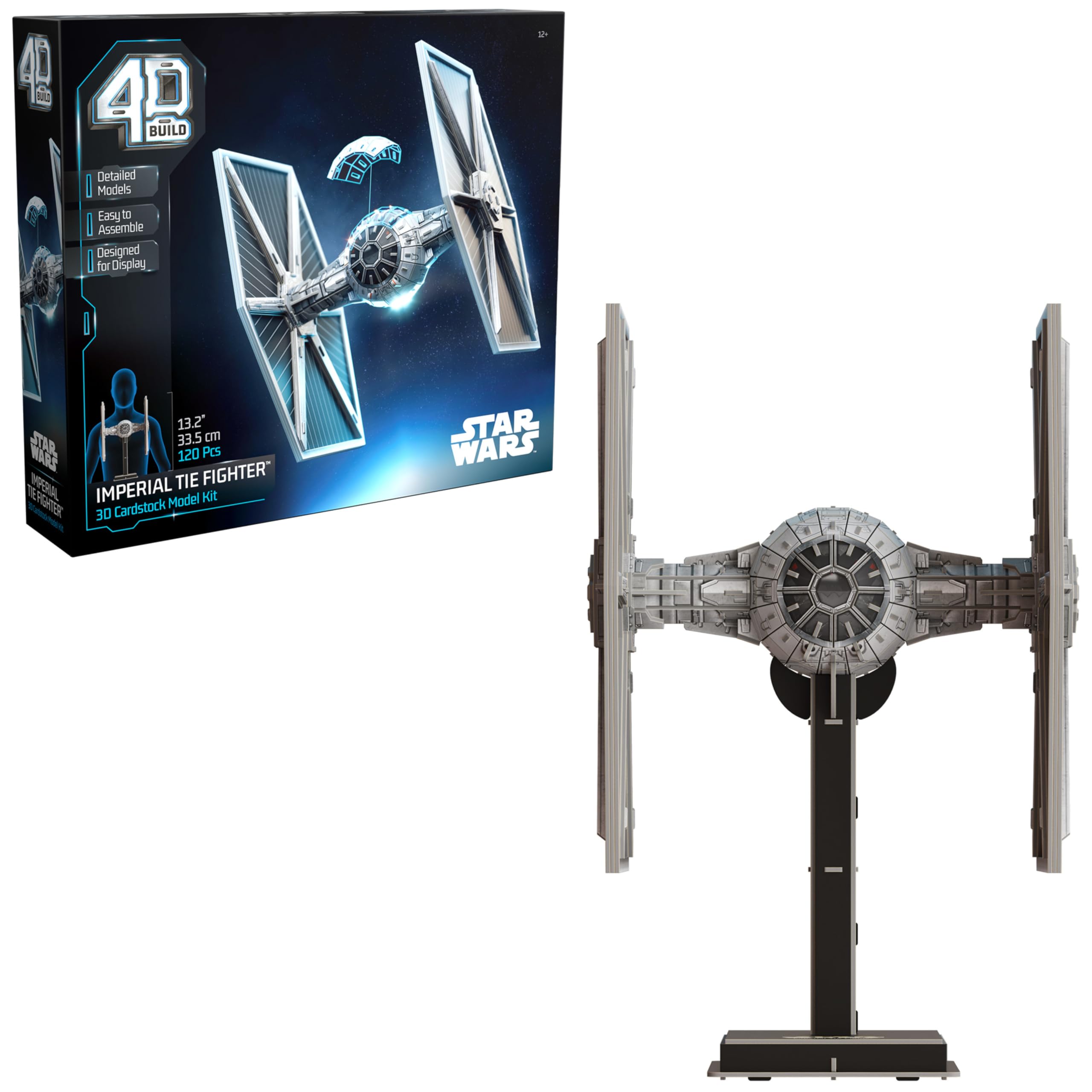 4D Build Imperial Tie Fighter 3D Puzzle, Ages 8+, 6 Sheets, Glue & Instructions, Star Wars