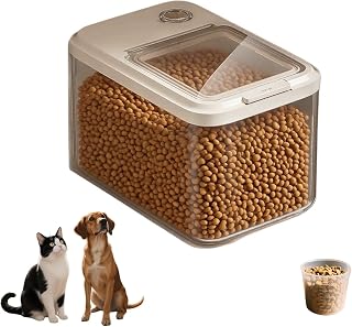 High-Capacity Pet Food Container Airtight with Cup, Dog Food Storage Container,Durable Design for Dog/Cat/Bird Food Storage, Keep Dry Food Fresh Pet Food Storage Containers (Transparent, 15 Pounds)