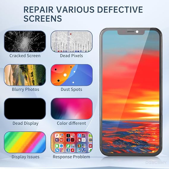 for iPhone 11 Screen Replacement 6.1 inch Assembled with Ear Speaker Assembly Earpiece 3D Touch LCD Display Digitizer Repair Fix Tools Kit with Magnetic Screw Mat and Glass A2111 A2223 A2221