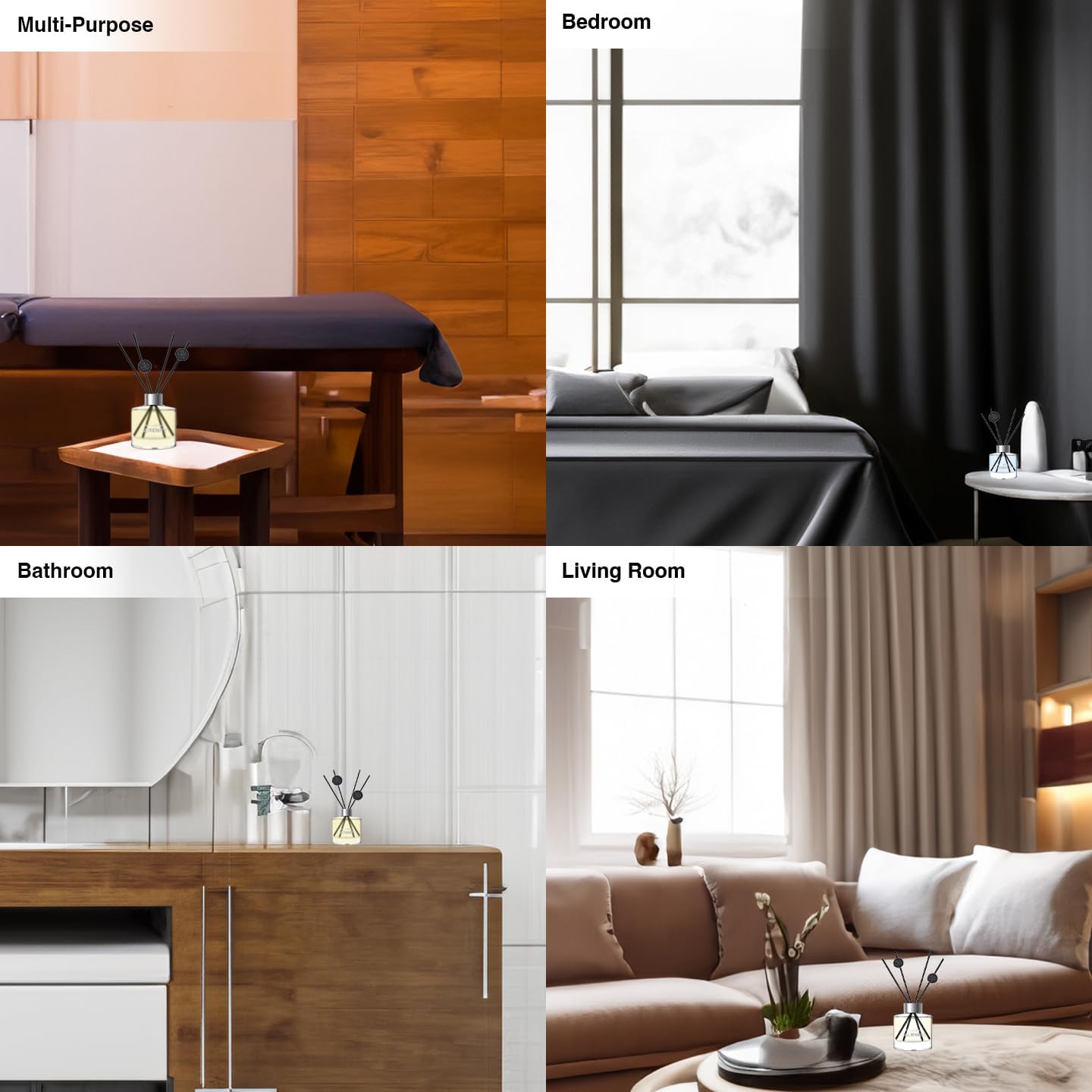 Reed Diffuser Set of 3 | Aromatherapy Fragrance Oil | 12 Sticks and 6 Rattan Balls, 3 x 50ML | Home, Office, Bathroom, Bedroom Essentials (Eucalyptus, Jasmine, Lemongrass, Sky Blue) - Image 3