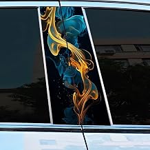 2 PCS Cloud Pattern Car Center Pillar Stickers Personalized B Pillar Sticker Car Vinyl Decals for Vehicle Exterior Decoration, Blue & Yellow
