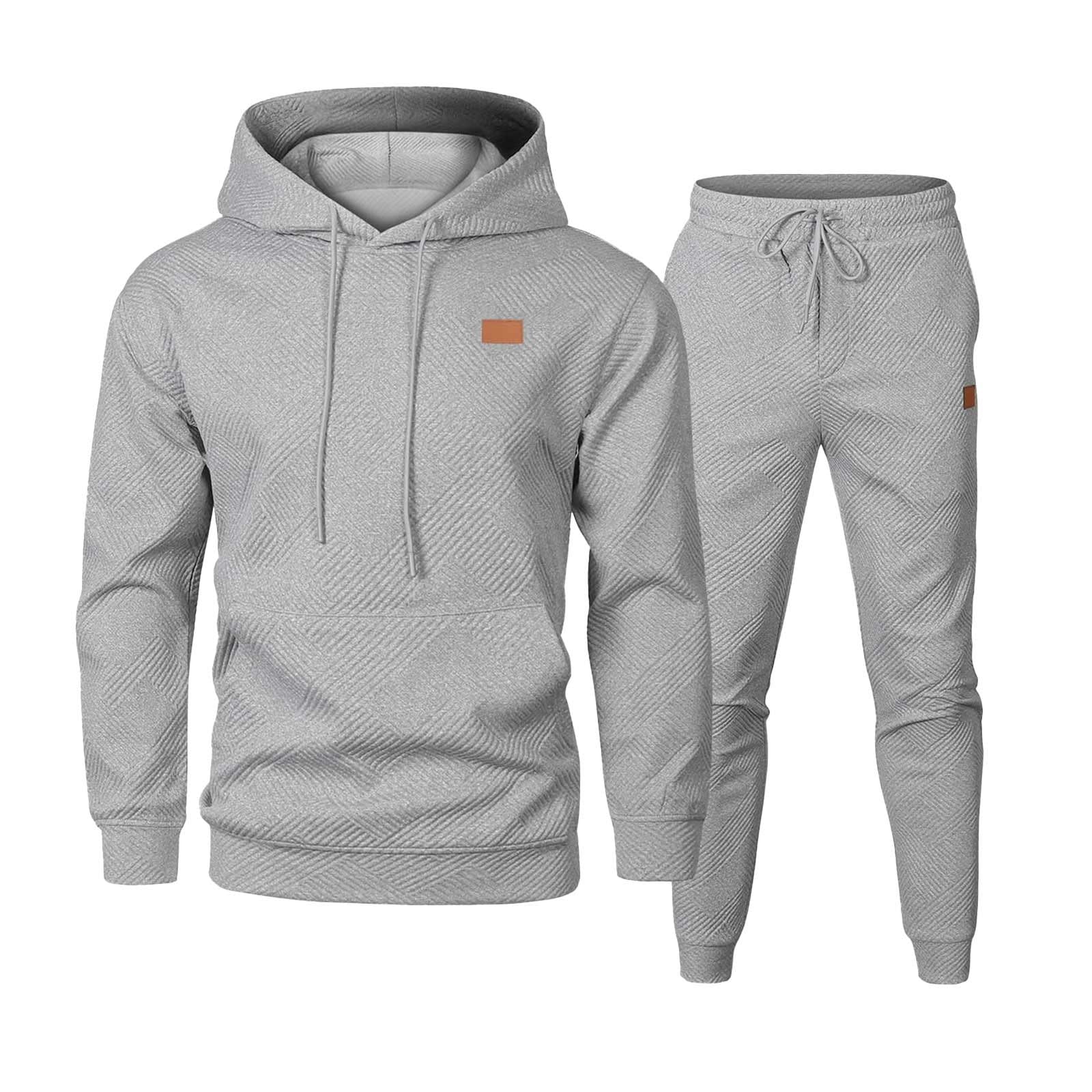 Męski dres treningowy, 2-częściowy zestaw z kapturem i joggery, kremowo-beżowa odzież sportowa dla mężczyzn, miękka bawełniana odzież wypoczynkowa, lekki wygodny dres treningowy na siłownię lub do