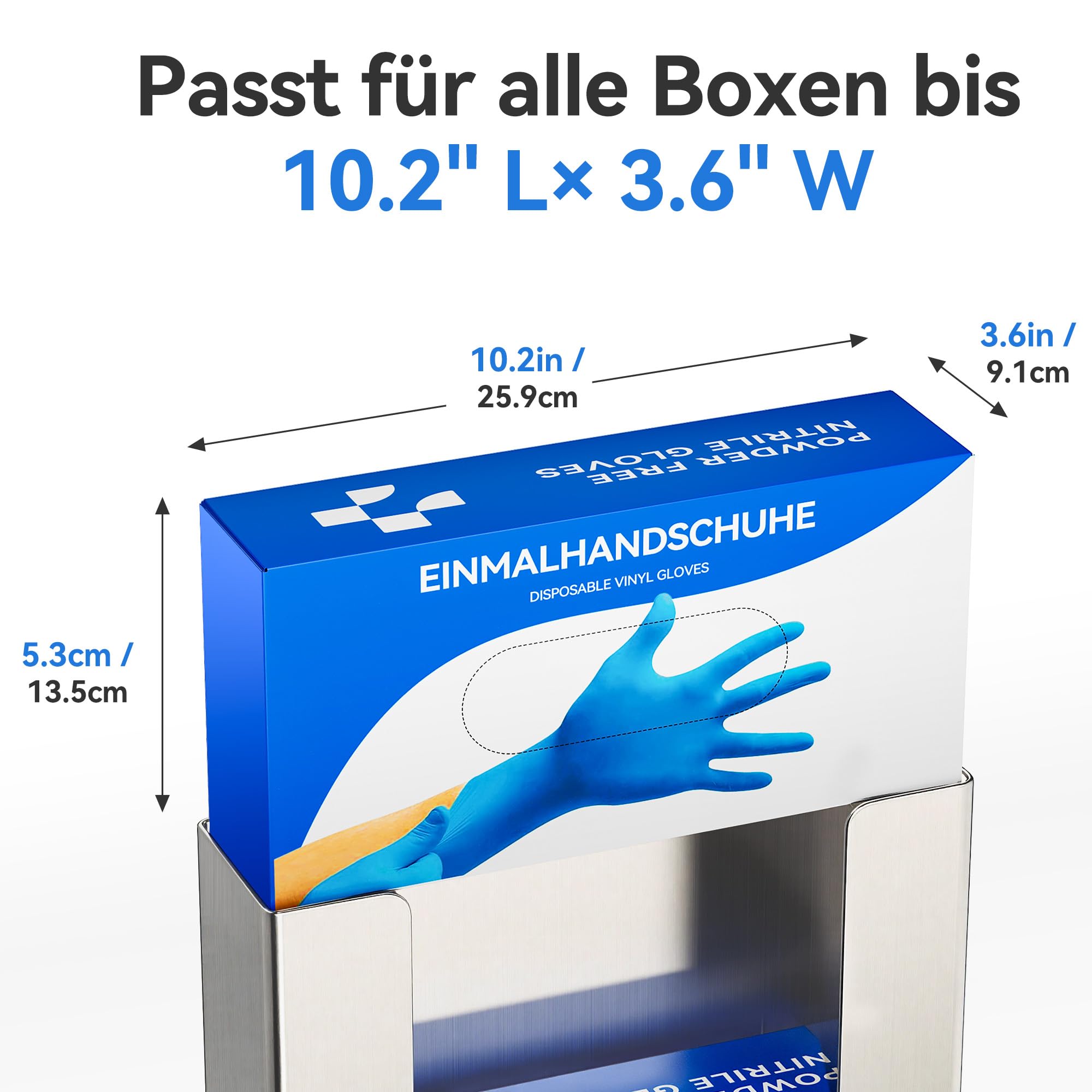 Edelstahl Handschuhhalter Wand (3 Boxen) – Gebürsteter Handschuhspender für Einweghandschuhe – Handschuhhalterung Wand für Nitril, Latex, Vinyl – Wandhalterung mit Schrauben oder Klebemontage